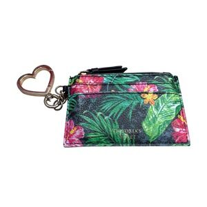 Victoria's Secret Card Case Tropical Floral Heart Keychain Wallet